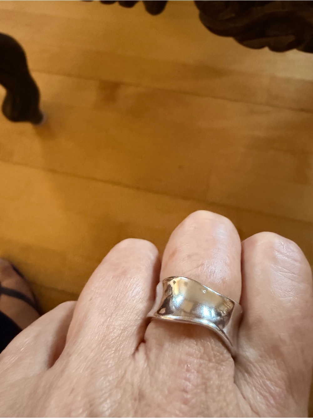 Elegant Silver-Tone Wide Band Ring - Classic Women's Jewelry one size